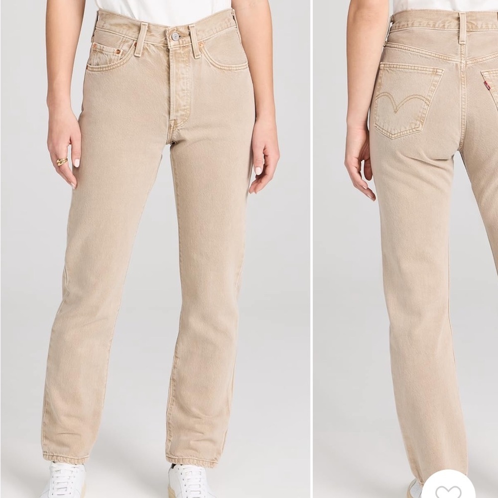 Levi’s 501 Button Fly Straight Leg Jeans in You’re Not Welcome Beige Size 30